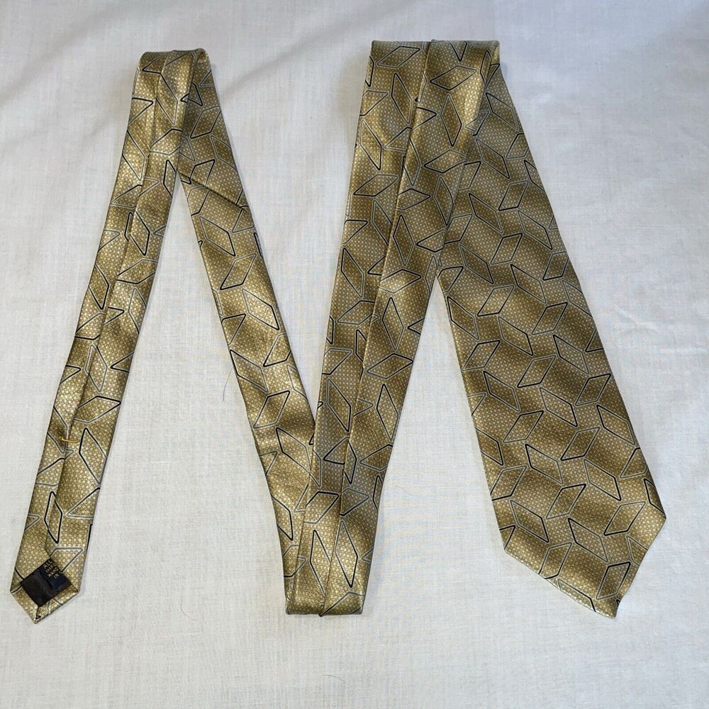 XMI Dress Tie Mens Size 56" Gold 100% Silk Designer U.S.A.